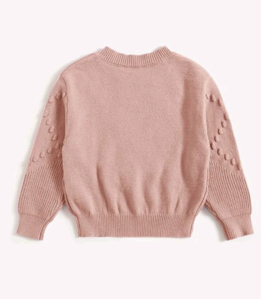 Dusty Pink Popcorn Knit Sweater #1000229