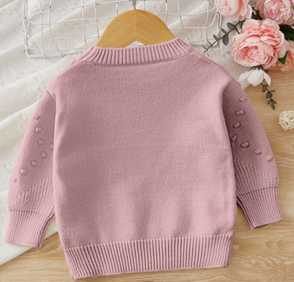 Dusty Pink Popcorn Knit Sweater #1000229