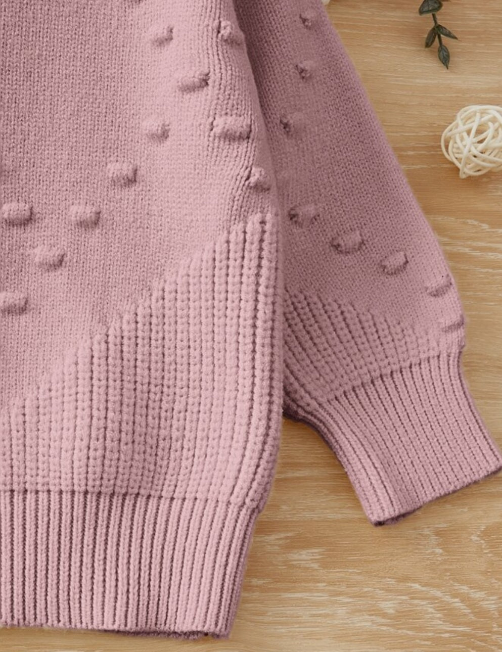 Dusty Pink Popcorn Knit Sweater #1000229