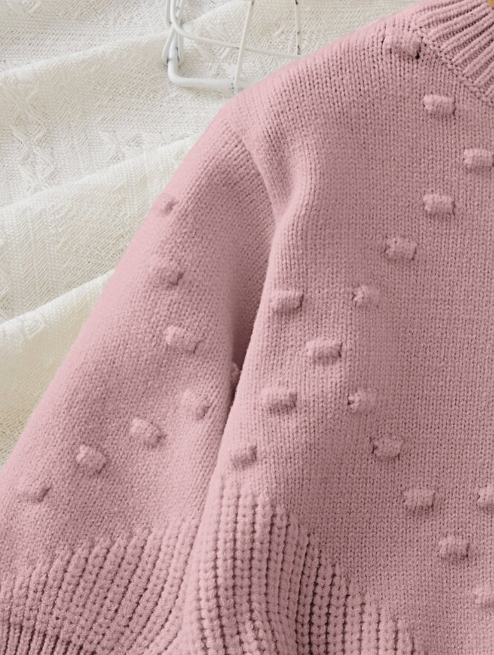 Dusty Pink Popcorn Knit Sweater #1000229