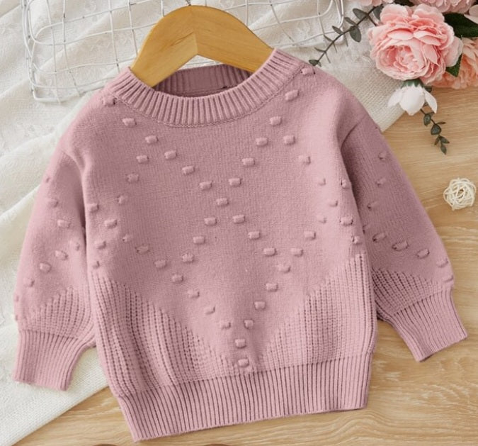 Dusty Pink Popcorn Knit Sweater #1000229