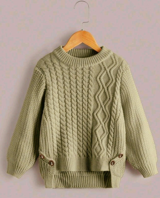 Khaki Cable Knited Crew Neck Sweater,  Gender Neutral #10020015