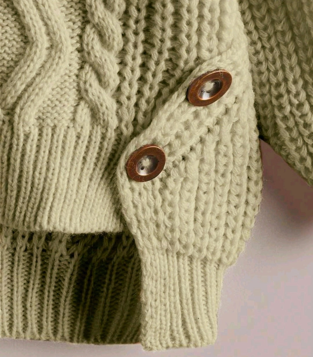 Khaki Cable Knited Crew Neck Sweater,  Gender Neutral #10020015