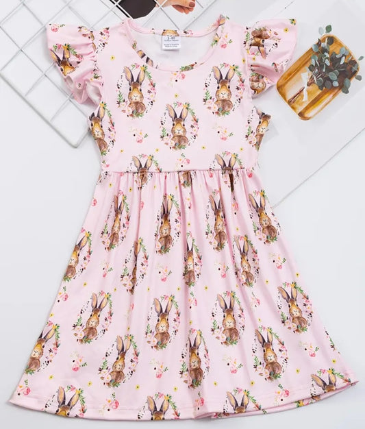 Pink Bunny Floral Dress #10020019