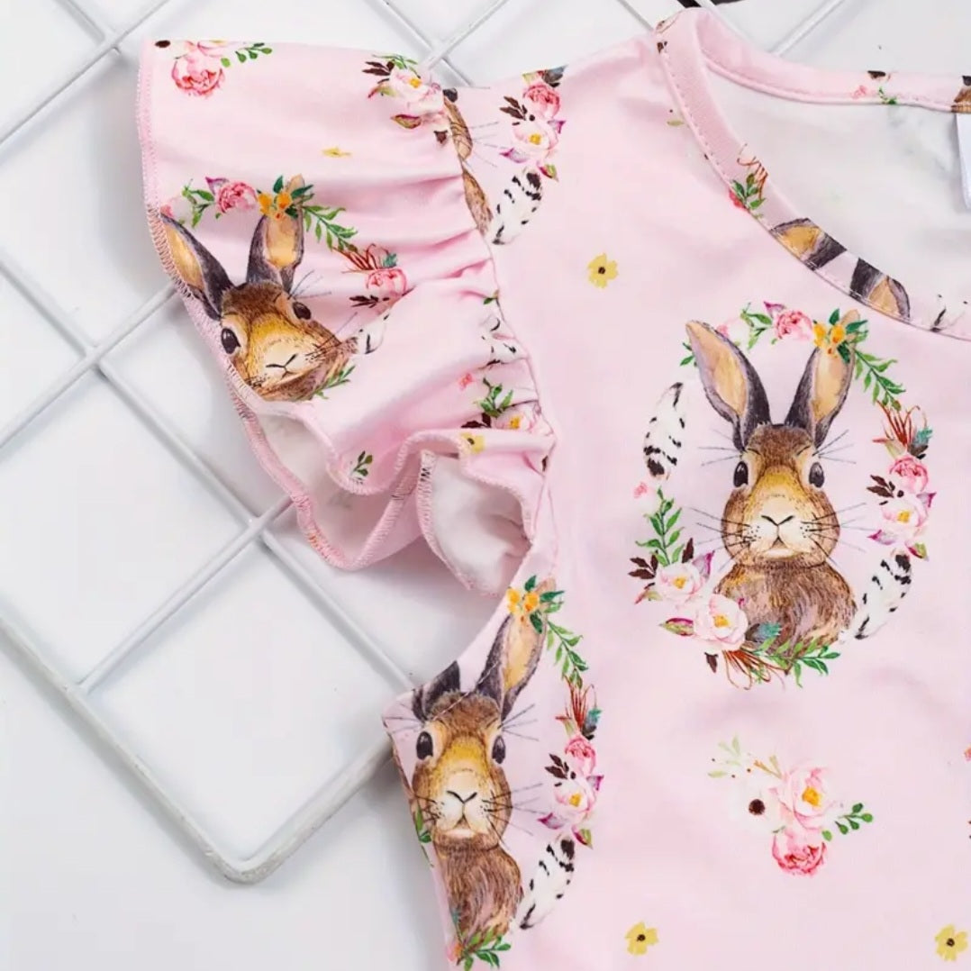 Pink Bunny Floral Dress #10020019