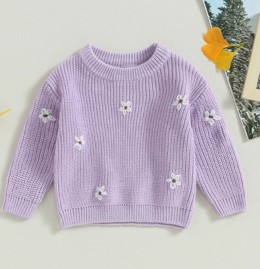 Purple  Floral Sweater #1000223