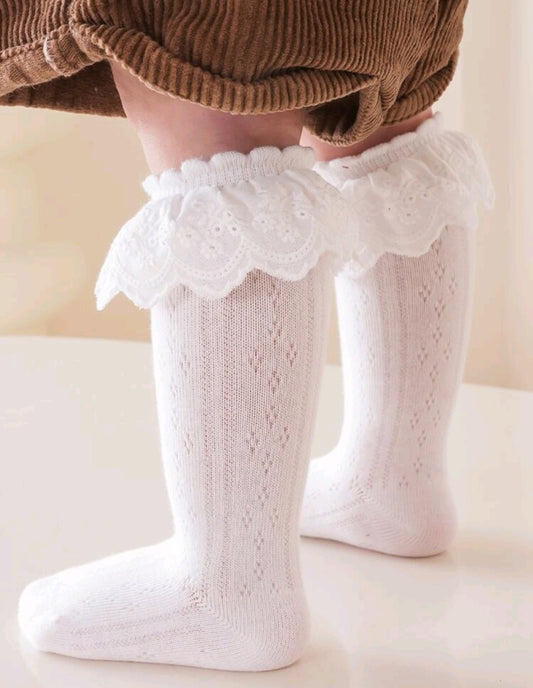 White Ruffle Lace Socks #40002