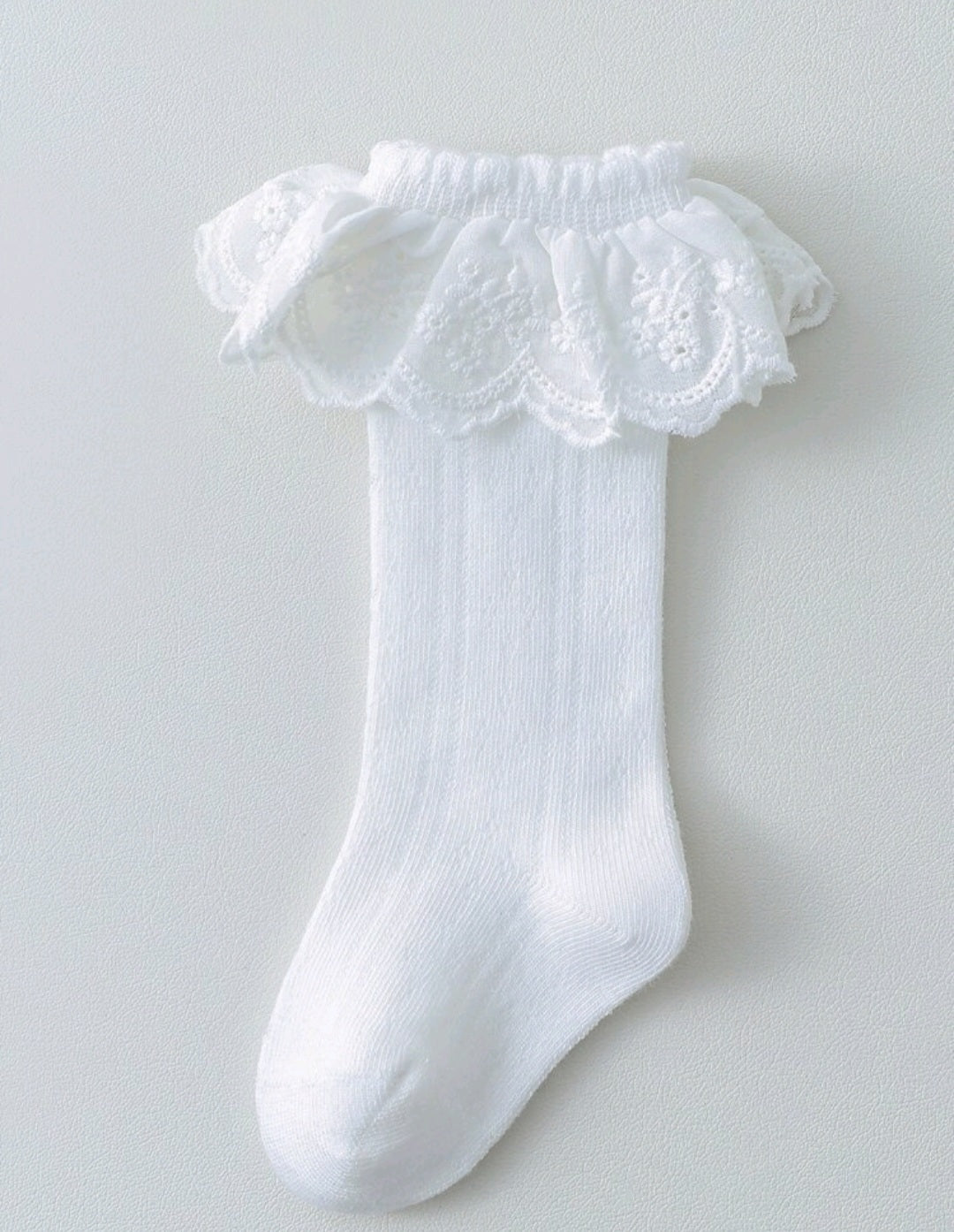 White Ruffle Lace Socks #40002