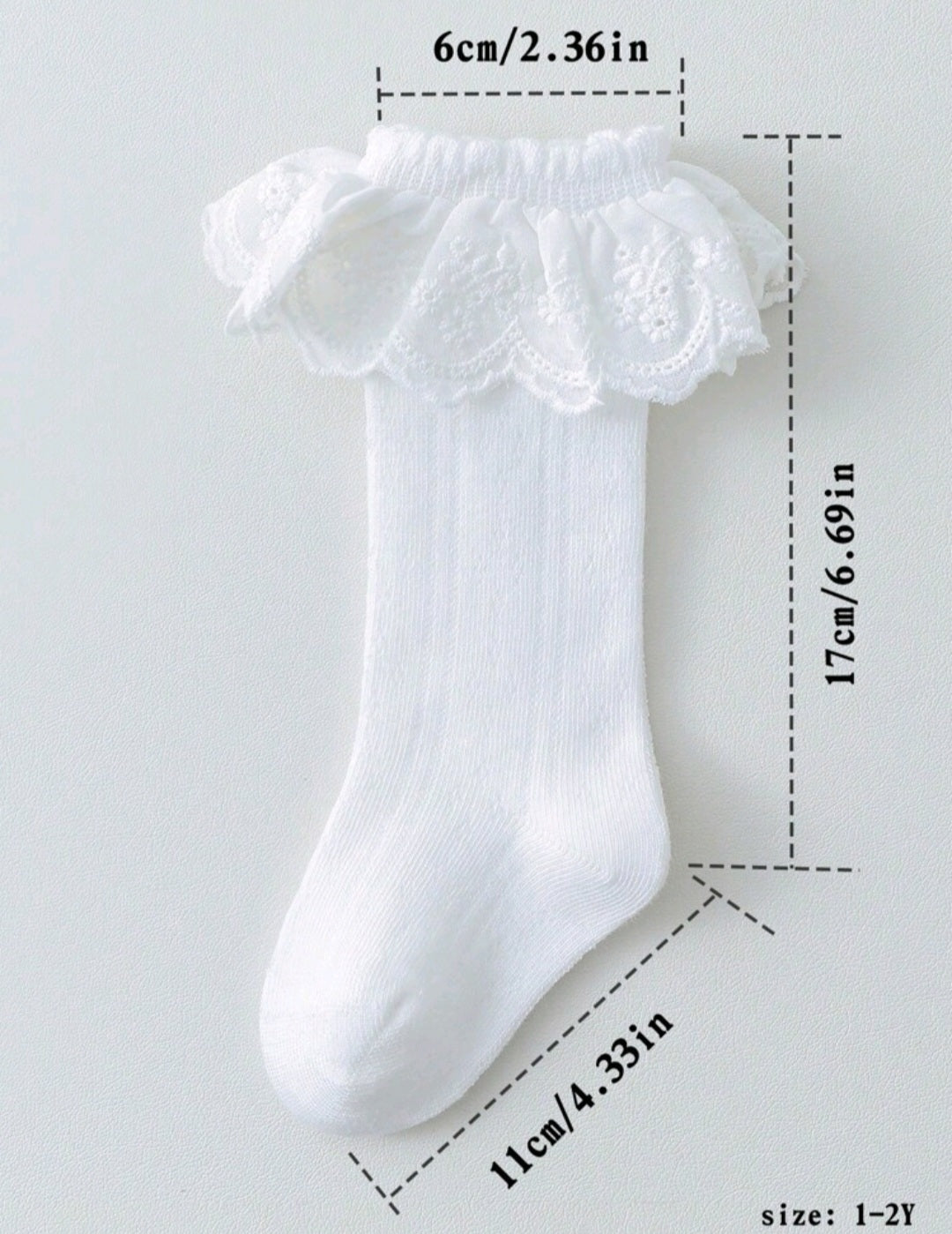 White Ruffle Lace Socks #40002