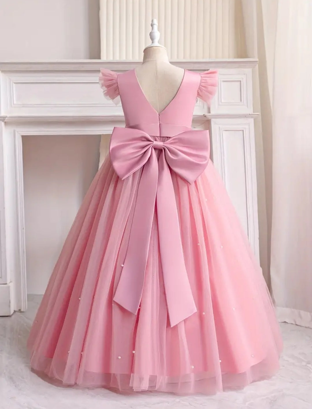 Pink Special Occasions Dress Ball Gown with Pearls #100082