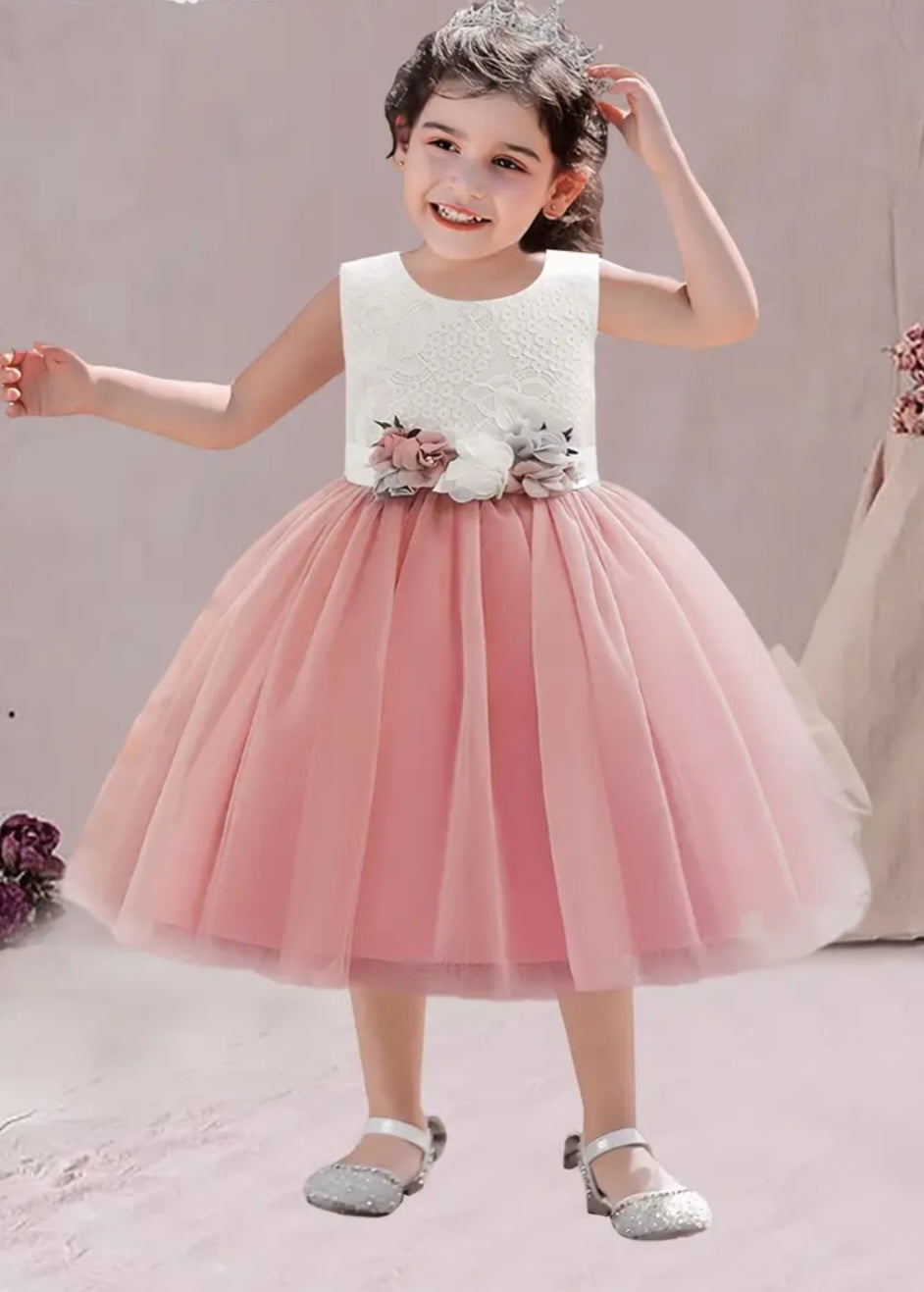 Lace Pink Floral Special Occasions Dress  #1000154