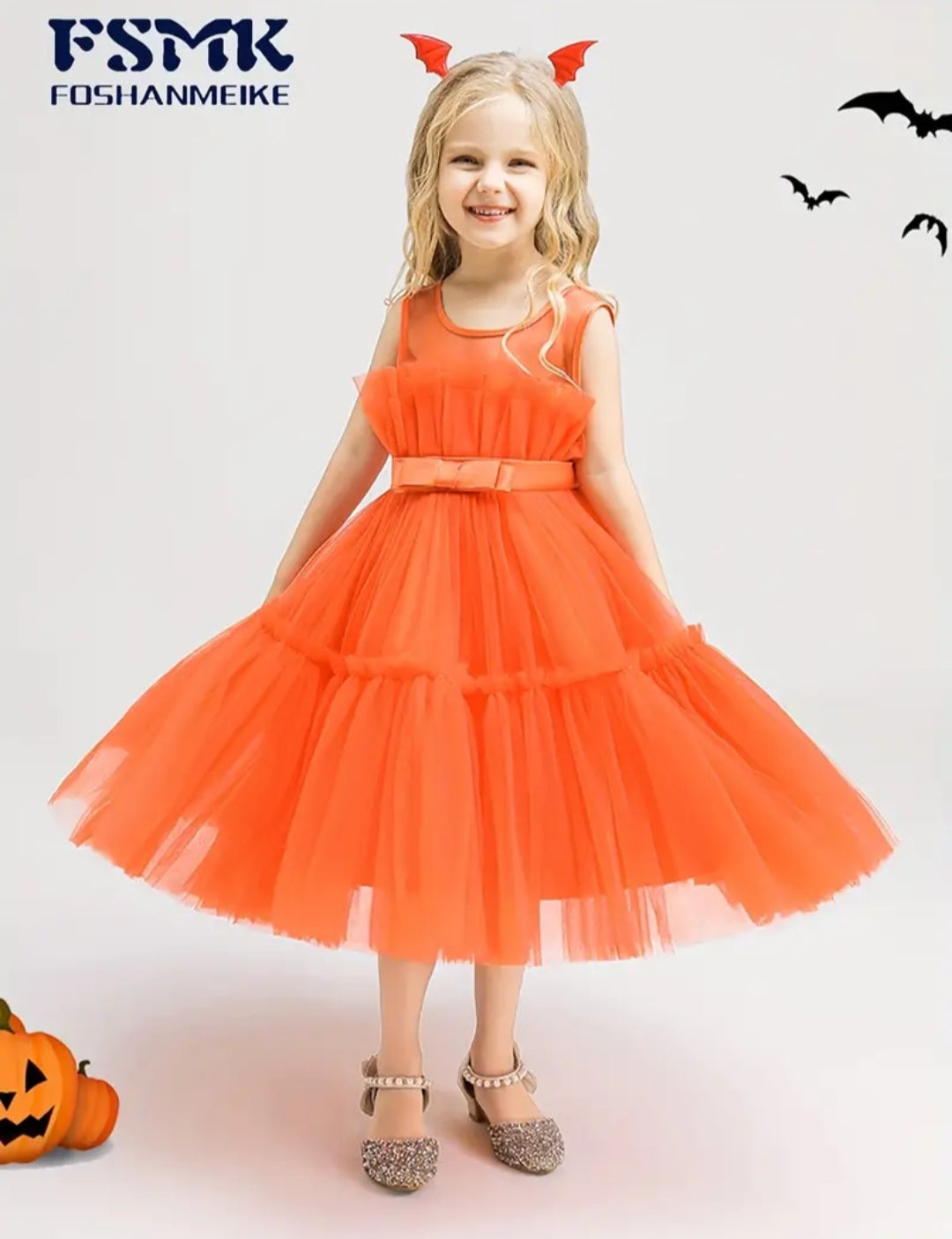 Orange Ruffle Special Occasions Dress #1000898