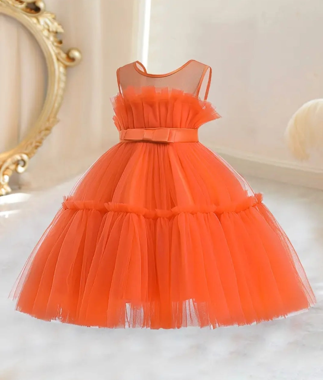 Orange Ruffle Special Occasions Dress #1000898