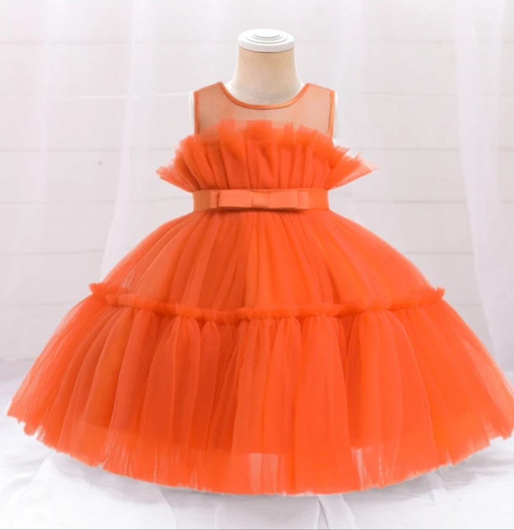 Orange Ruffle Special Occasions Dress #1000898