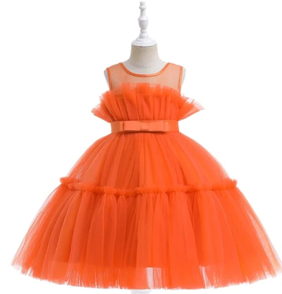 Orange Ruffle Special Occasions Dress #1000898