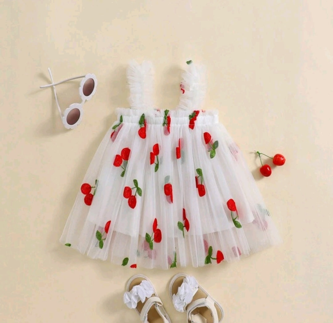 Embroidered Cherry Tulle Dress #1000123