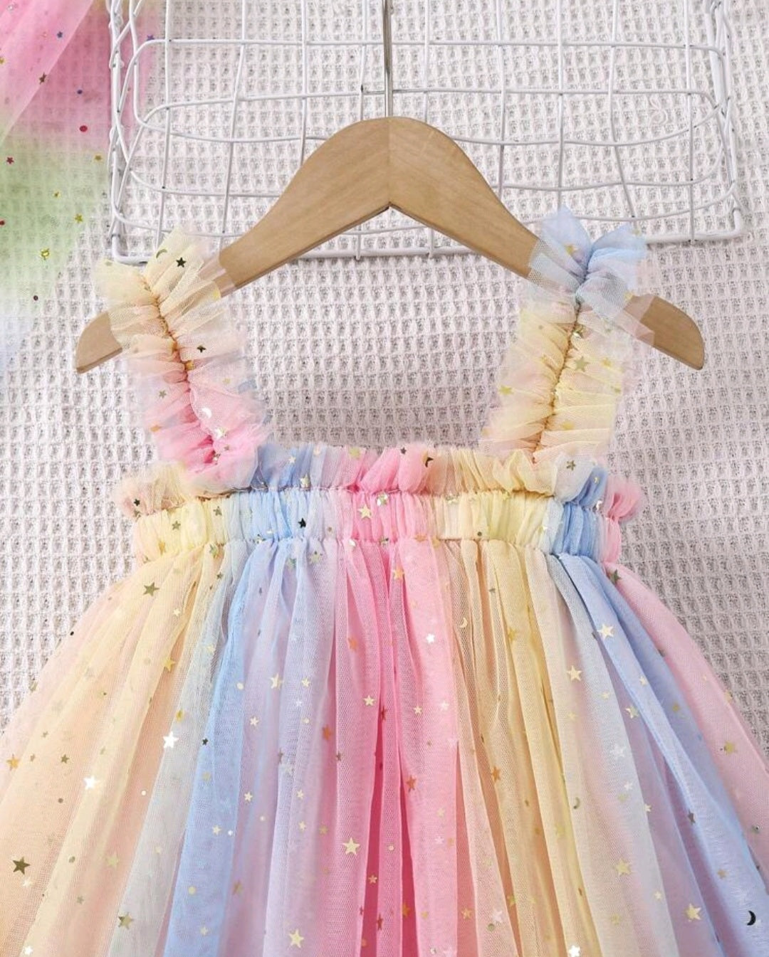 Rainbow Star Tulle Mesh Dress #1001197