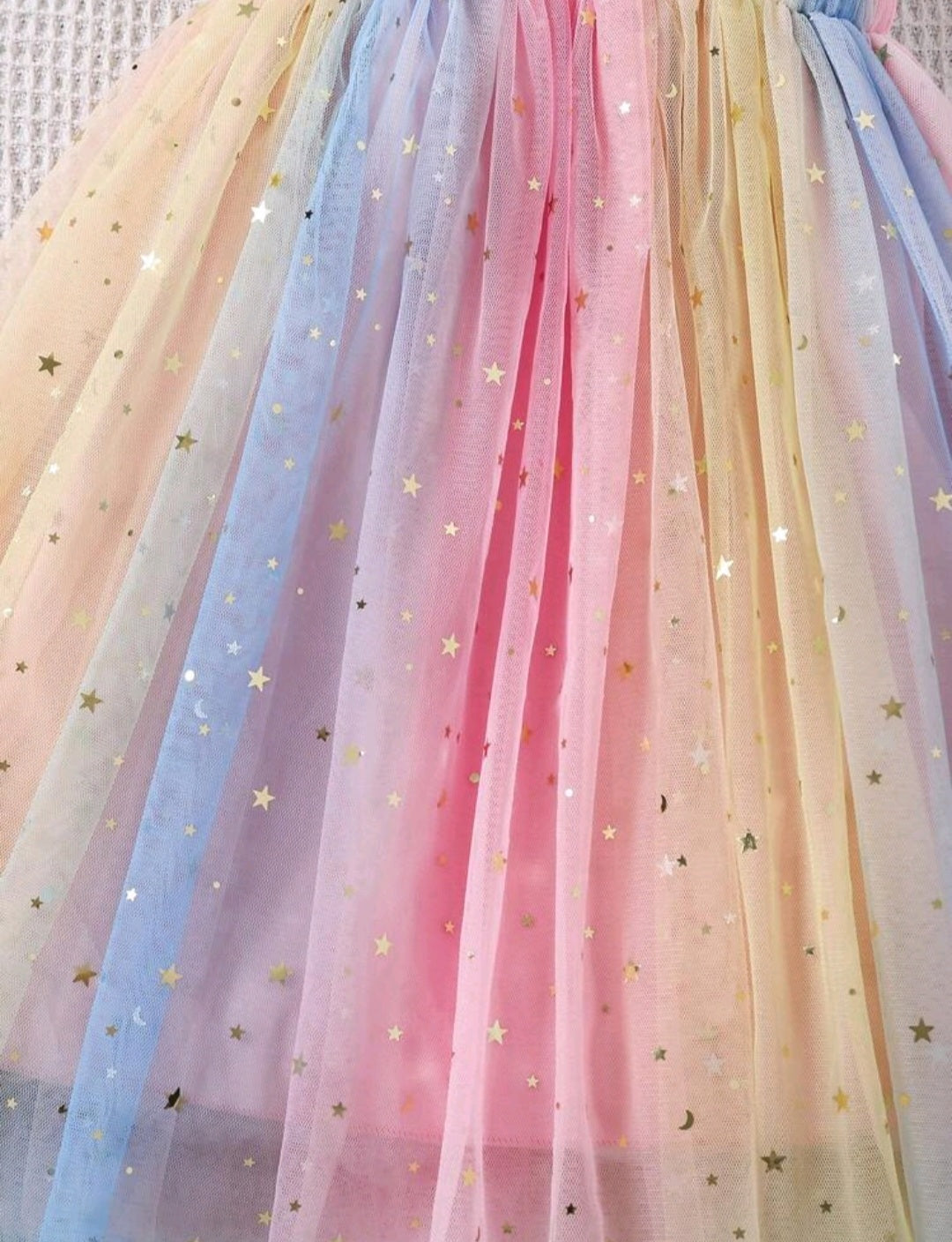 Rainbow Star Tulle Mesh Dress #1001197