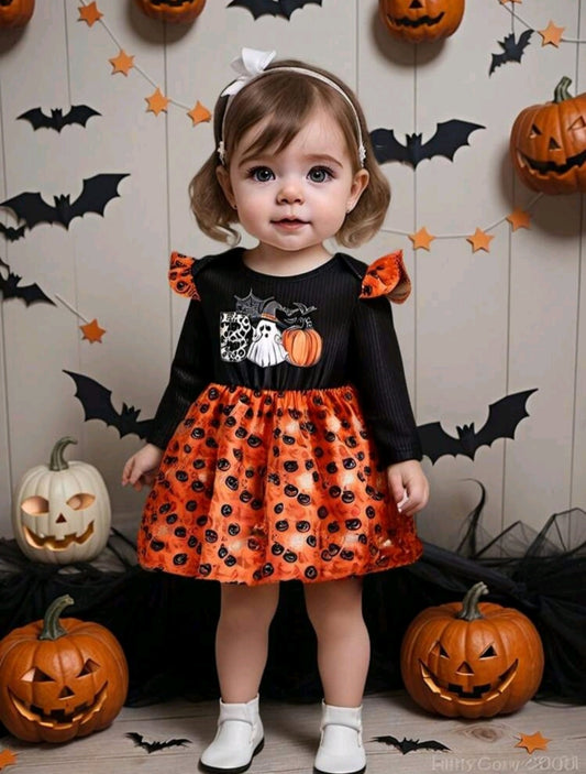 BOO Halloween Dress Black and Orange #1001004