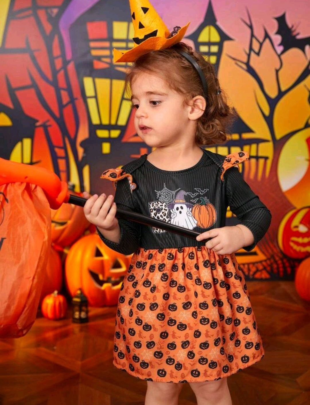 BOO Halloween Dress Black and Orange #1001004