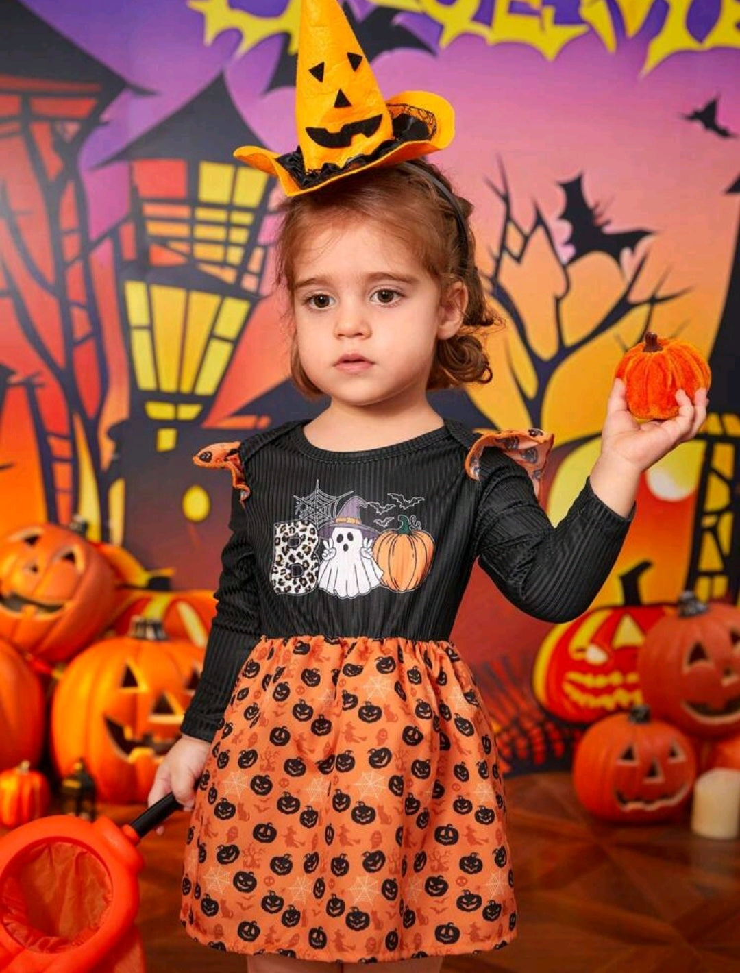 BOO Halloween Dress Black and Orange #1001004