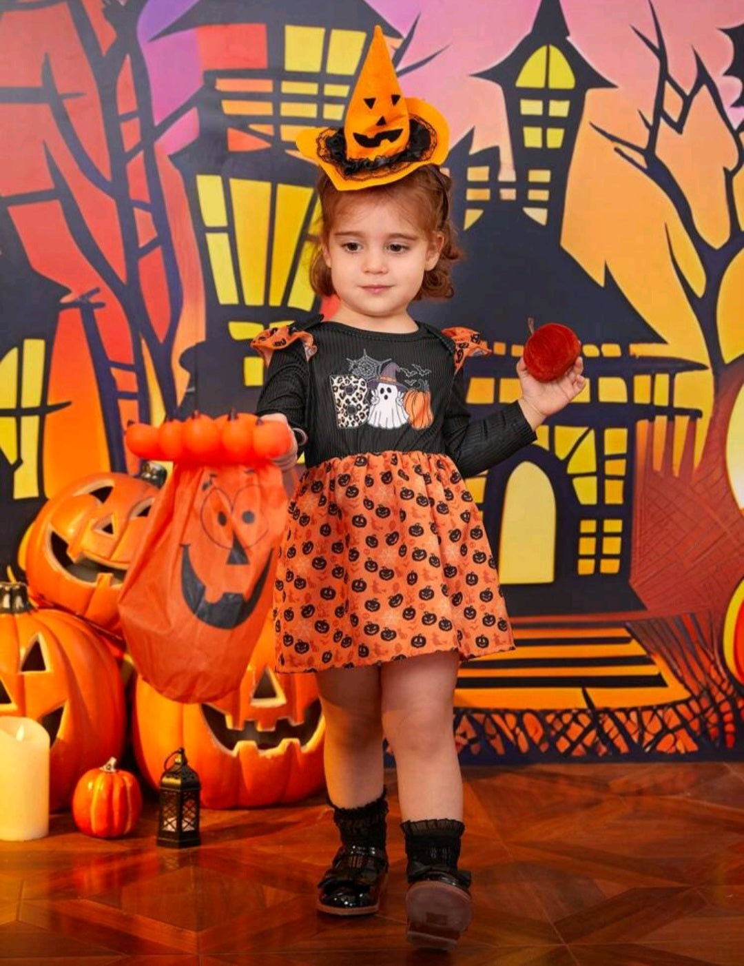 BOO Halloween Dress Black and Orange #1001004