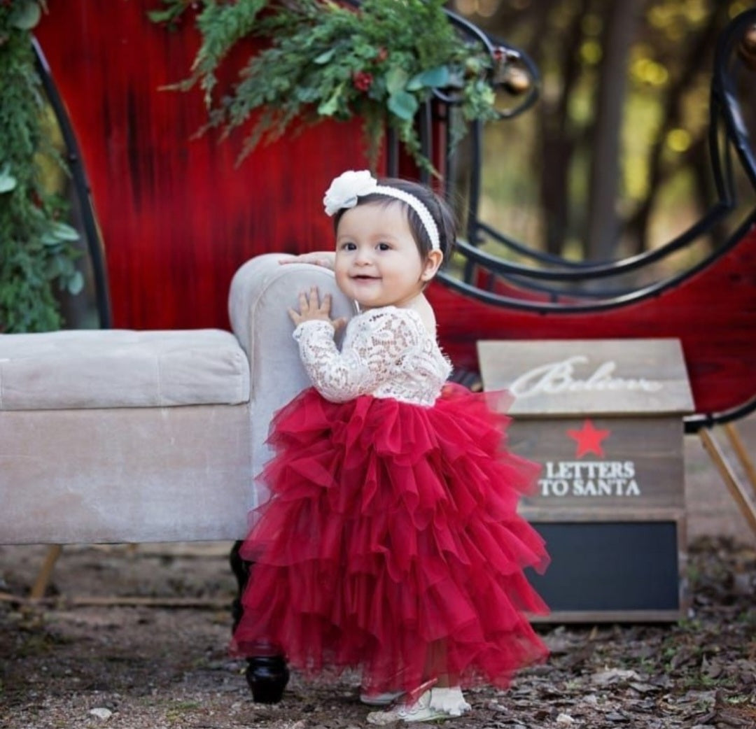 Long Sleeve Lace Red Wine Special Occasions Dress #1000273