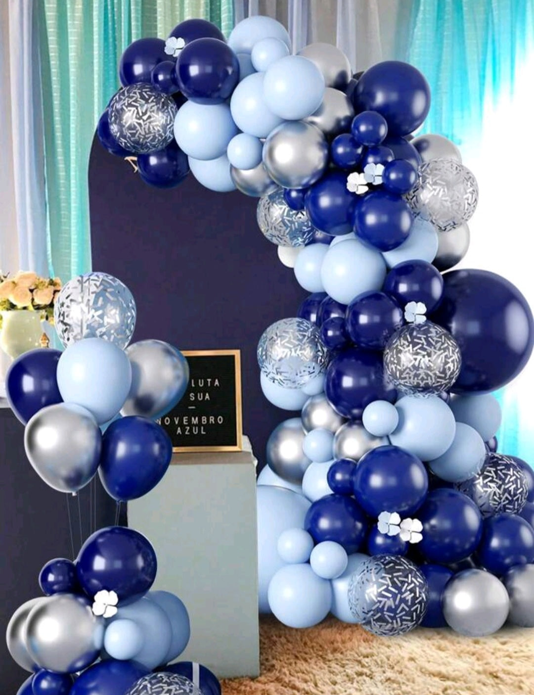 Navy and Silver Sequins Balloon Garland Set 99PCS #500068