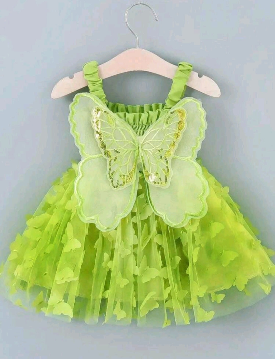 Lime Green Mesh Butterfly Dress #1000566