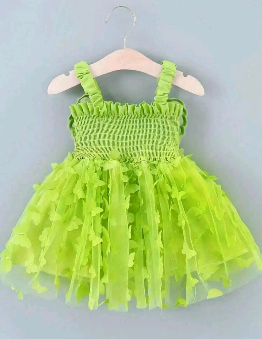 Lime Green Mesh Butterfly Dress #1000566