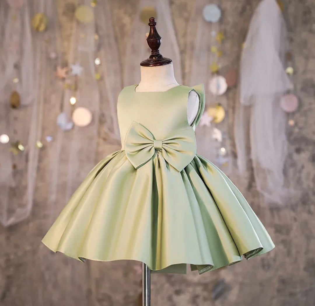 Pistachio Green Special Occasions Dress with Big Bow (Clip on) #1001140