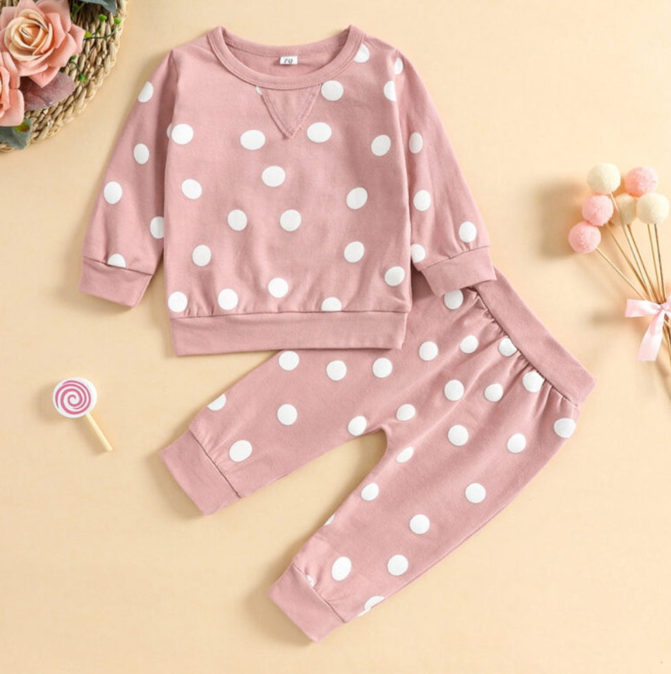 Pink Polk-a-dot Tracksuit #100079