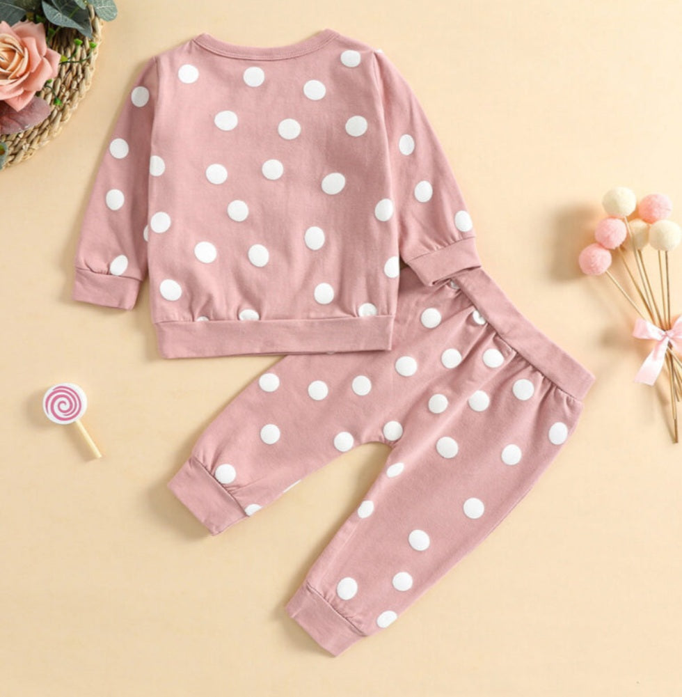 Pink Polk-a-dot Tracksuit #100079