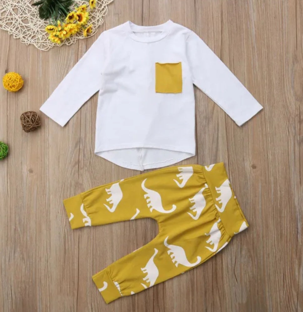 Yellow and White Dinosaur Tracksuit #200029