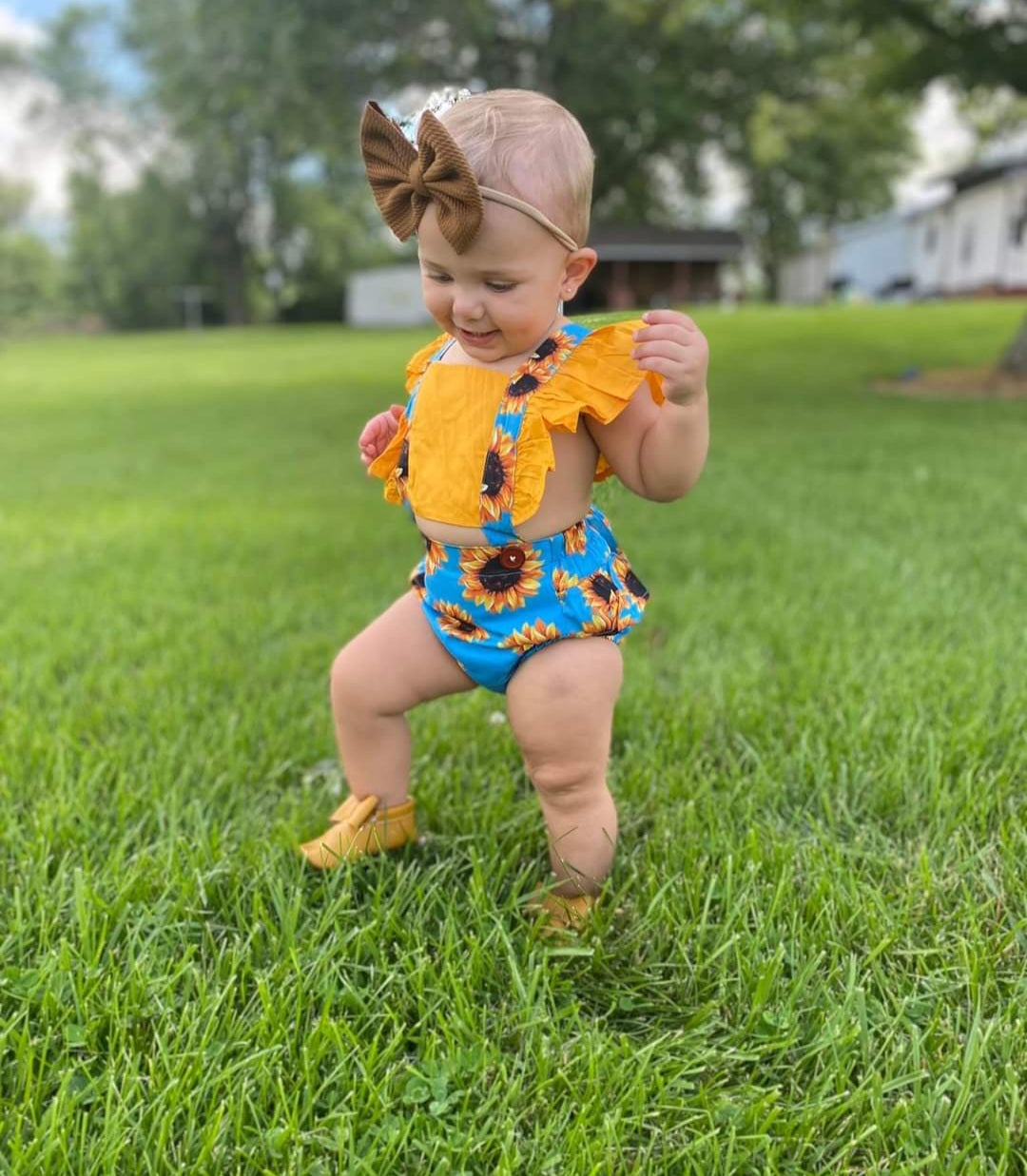 Sunflower Sky Blue Ruffle Romper #1000174
