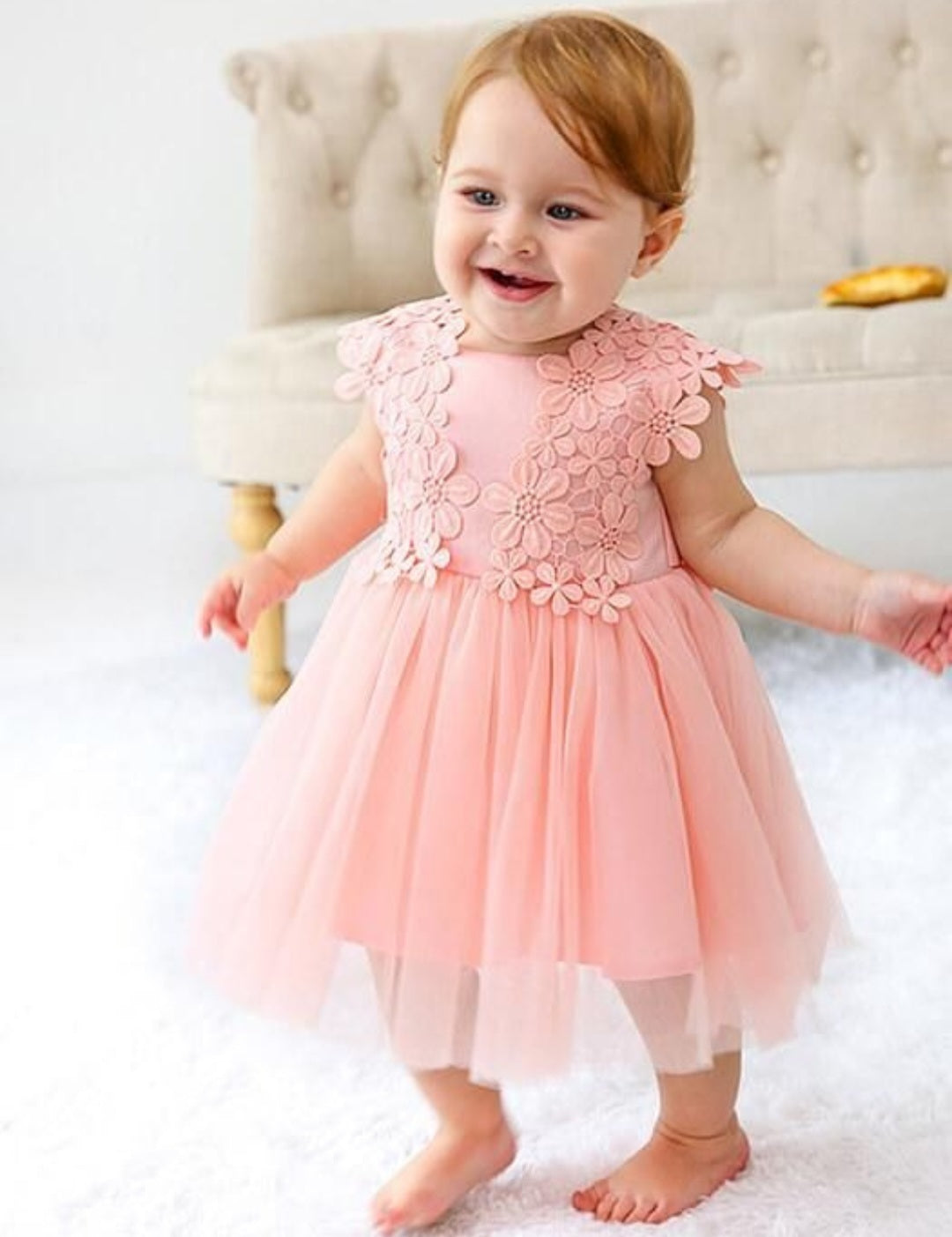 Pink Floral Dress with Lace #1000403