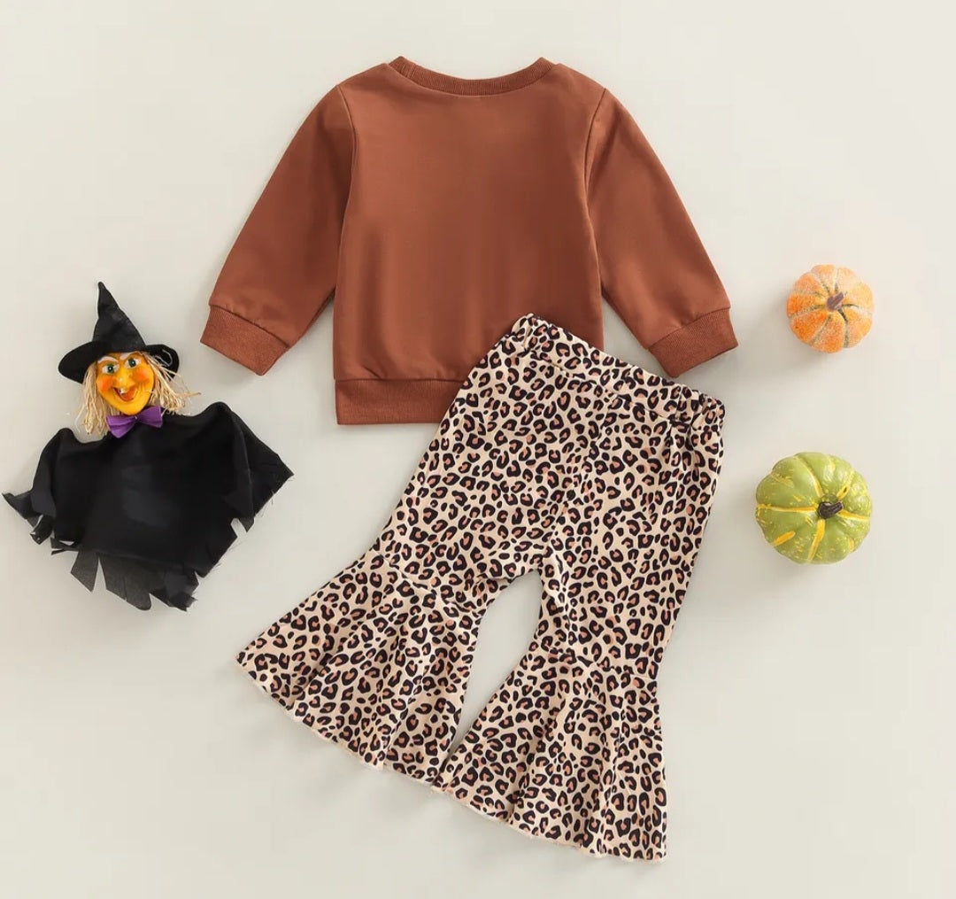 Hello Pumpkin Long Sleeve Top and Leopard Bell Bottoms  #10005