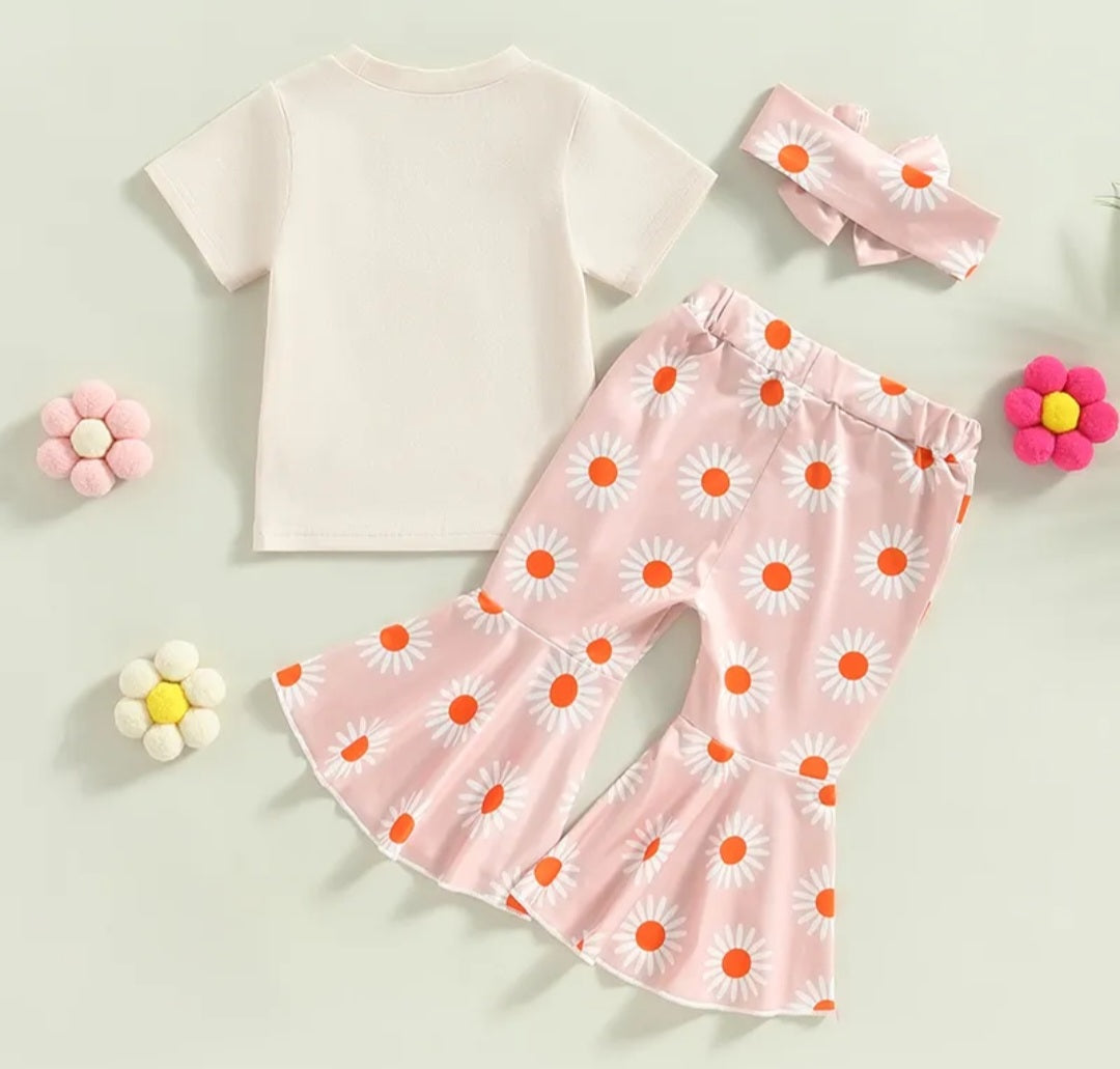 Maternity Announcement or BIG Sister Floral T with  Daisy Bellbottoms and Headband #1001170