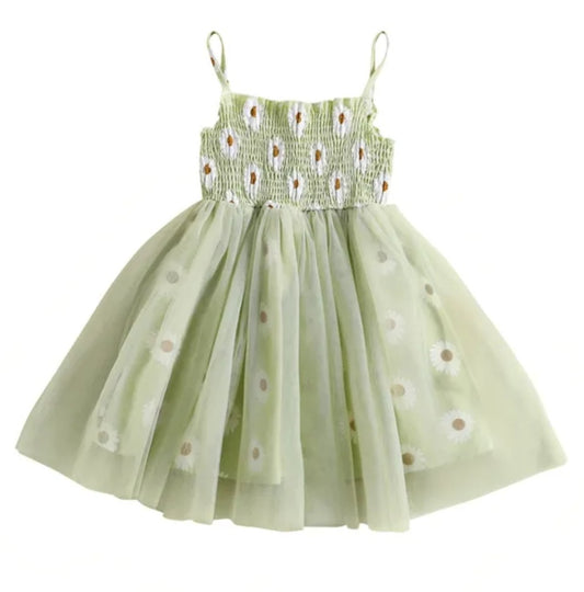 Pistachio Daisy Strappy Dress #1001168