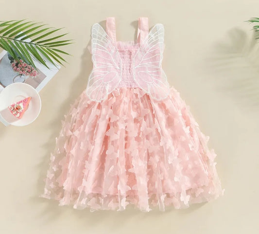 Pink Lace Butterfly Dress #1001153