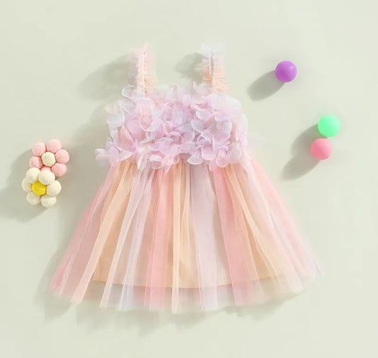 Floral Rainbow Tulle Dress #1001152