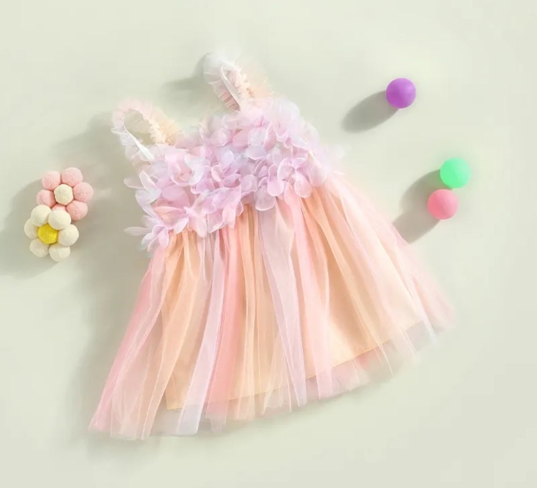 Floral Rainbow Tulle Dress #1001152