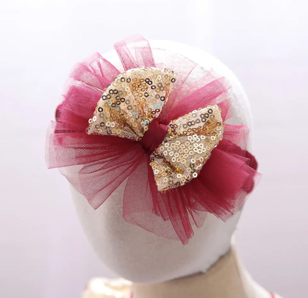 Gold / Maroon Special Occasions Dress with Headband  #100031