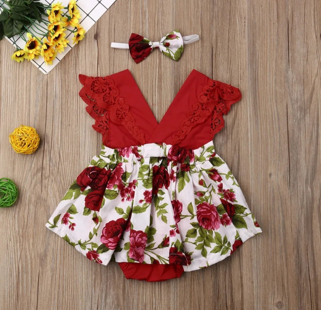 Red Rose Romper Dress #1000264