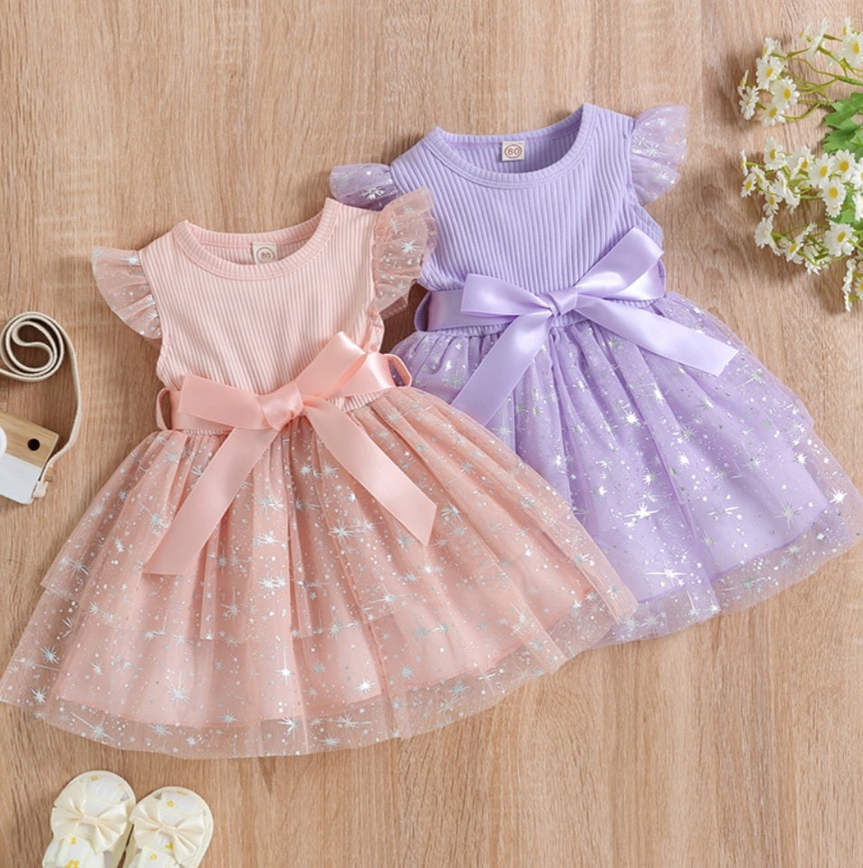 Purple Sparkle Dress with Bow or Belt #100071