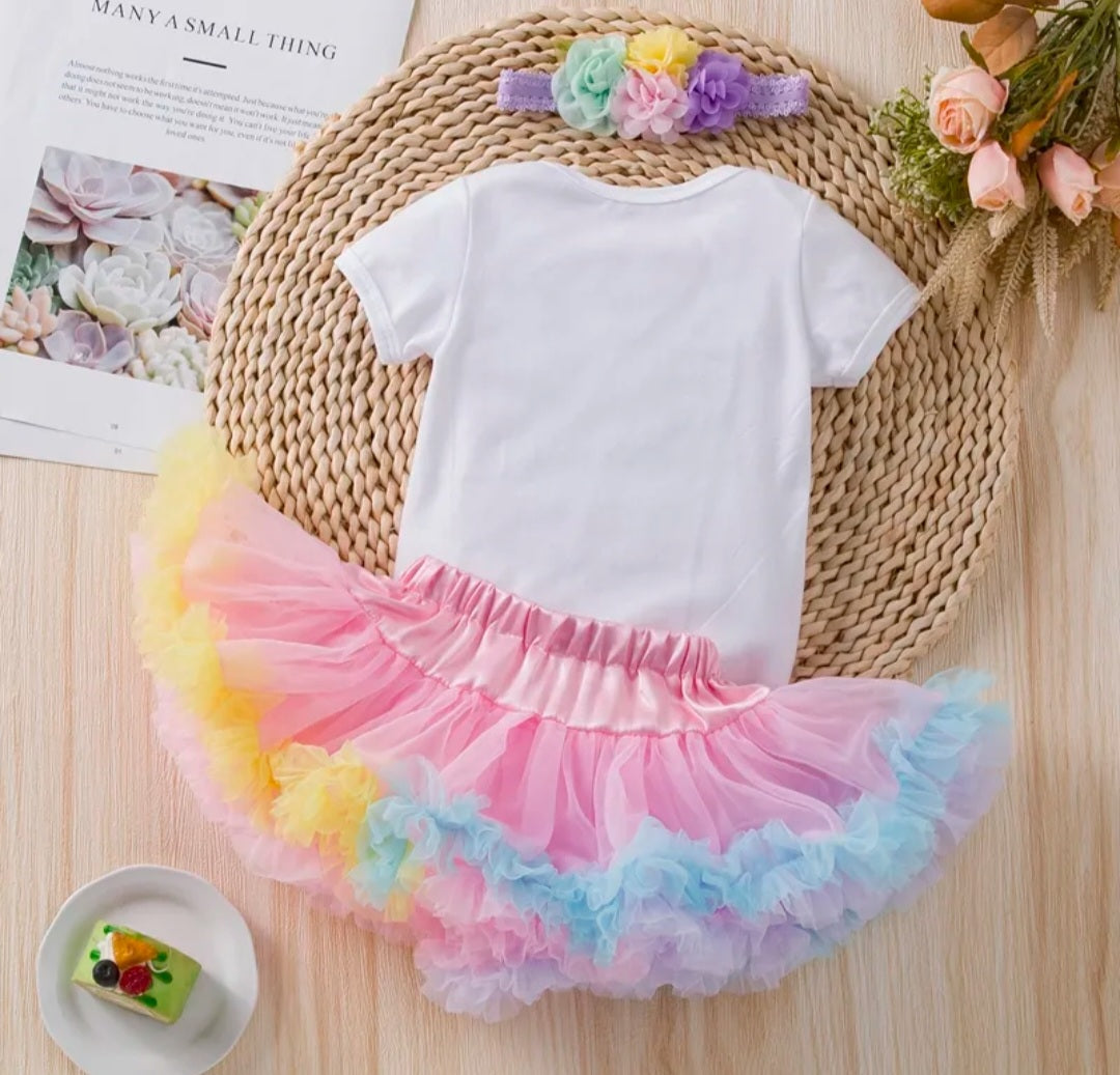 My 1st BIRTHDAY Romper with Puffy Bloomer Tutu and Headband  #100051