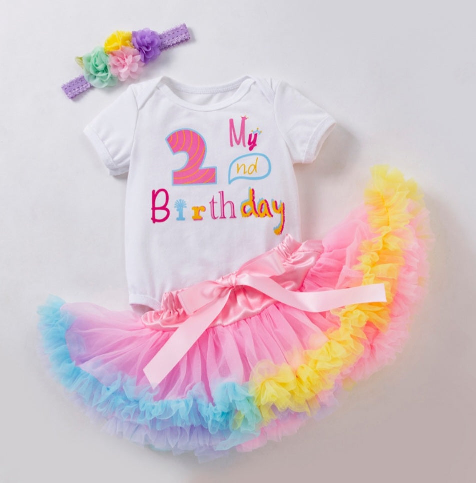 My 2nd BIRTHDAY Romper with Puffy Bloomer Tutu and Headband  #1000304