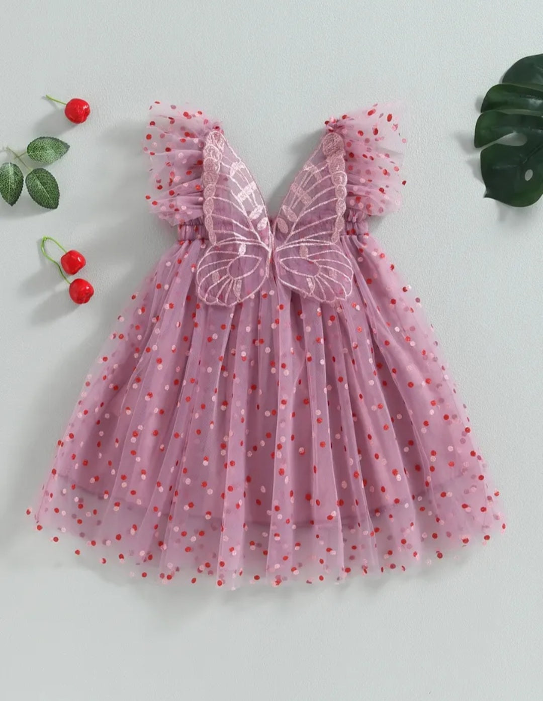 Polka Butterfly Plum Tulle Dress #1000265