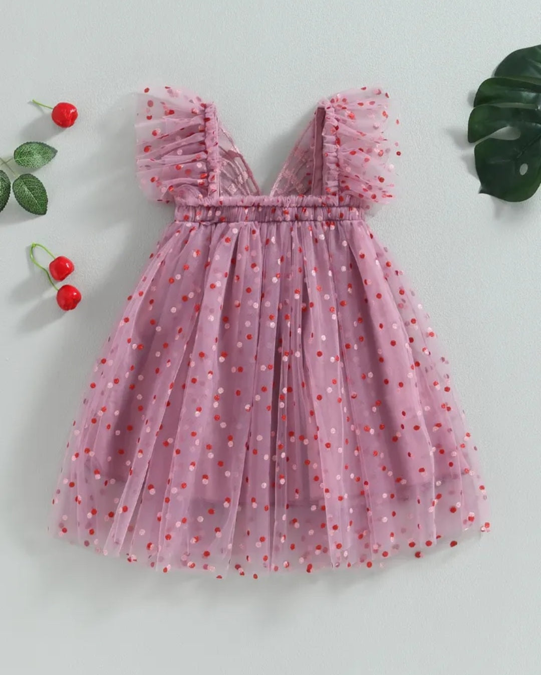 Polka Butterfly Plum Tulle Dress #1000265