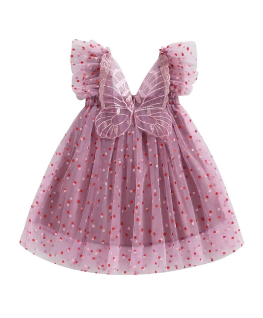 Polka Butterfly Plum Tulle Dress #1000265